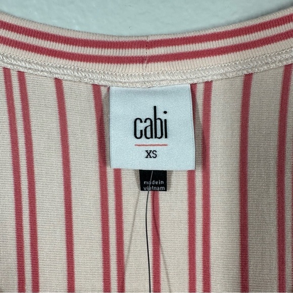 NEW Cabi Tickled Tee Shirt Top Women's XS Pink Striped Dolman Sleeve Jersey Knit - Picture 3 of 8